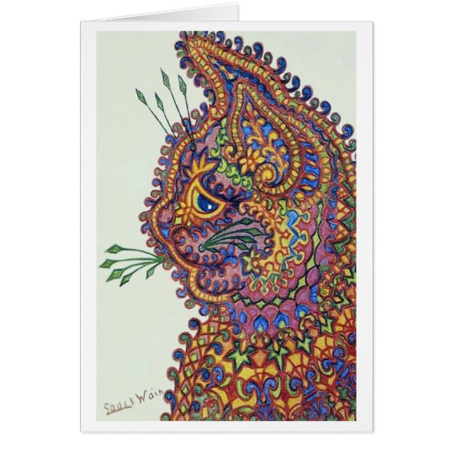Louis Wain Fantasy Wallpaper Cat Card (Front)