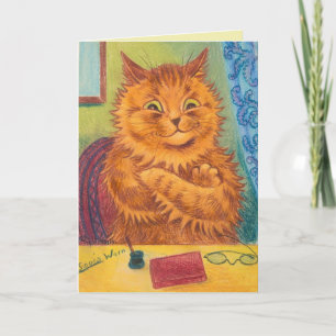 LOUIS WAIN GINGER ORANGE CAT ROMANTIC BIRTHDAY CA CARD