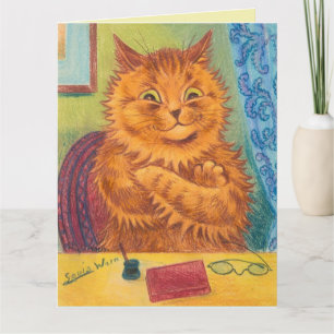 LOUIS WAIN GINGER ORANGE CAT ROMANTIC BIRTHDAY  CARD