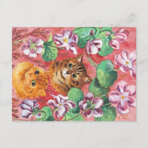 Louis Wain Kitties and Pansies Postcard