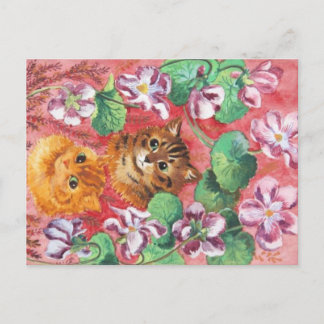 Louis Wain Kitties and Pansies Postcard