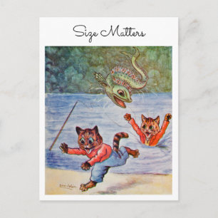 Louis Wain Macho Fun Fishing Cats Size Matters  Postcard