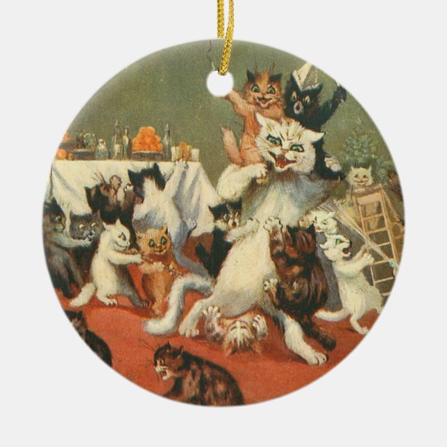 Louis Wain Merry Christmas Ceramic Ornament (Front)