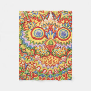 Louis Wain Psychedelic Cat Colourful Fleece Blanket