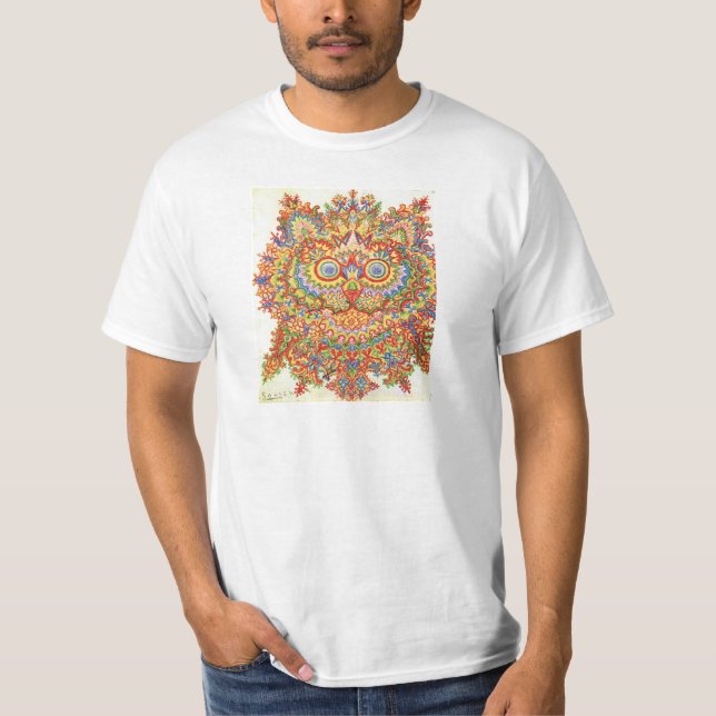 Louis Wain Psychedelic Cat Colourful T-Shirt (Front)