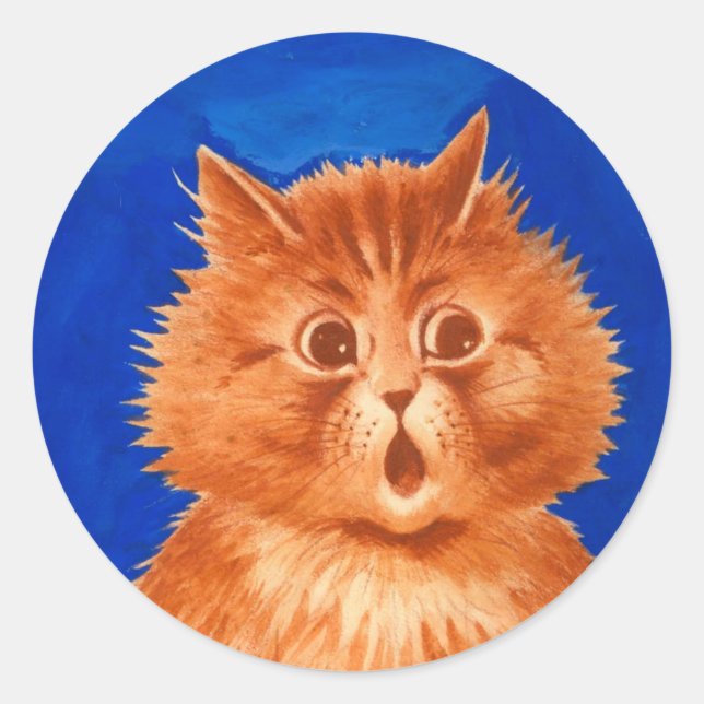 Louis Wain Surprised Orange Cat Classic Round Sticker (Front)