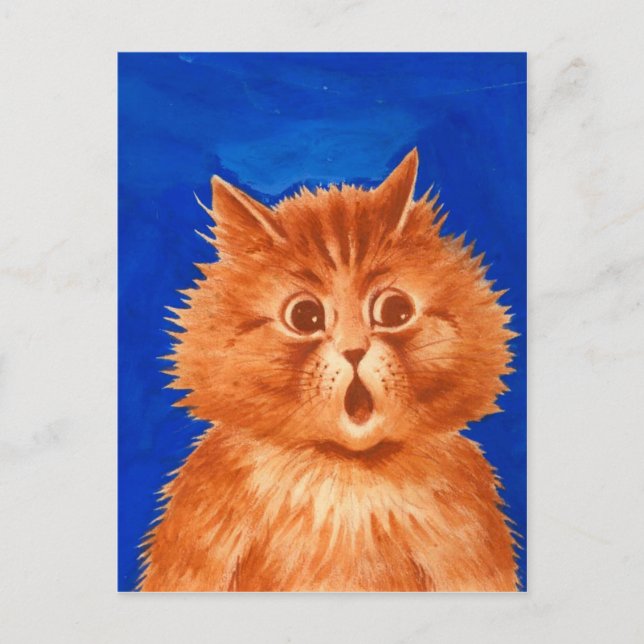 Louis Wain Surprised Orange Cat Postcard (Front)