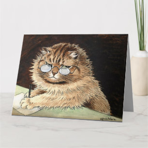 LOUIS WAIN THINKING OF YOU GRAY CAT Greeting Card
