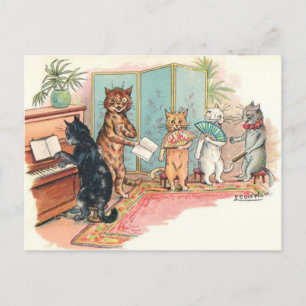 Louis Wain Victorian Cats Parlor Music circa 1903 Postcard