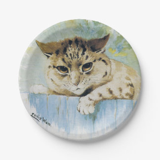 Louis Wain - Vintage Cat Next Door Illustration Paper Plate