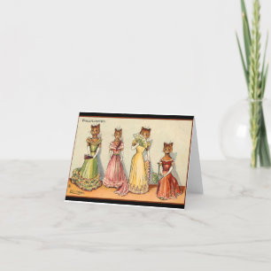 Louis Wain Wallflower Girl Cats Thank You Card