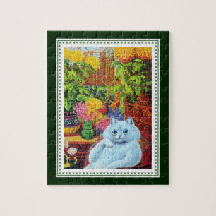 Louis Wain - White Anthropomorphic Cat with Flower Jigsaw Puzzle