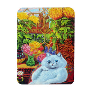 Louis Wain's White Cat in Garden Room Magnet