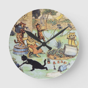 Louis Wan - Cat Gardeners Round Clock