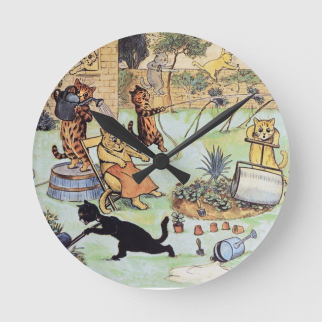 Louis Wan - Cat Gardeners Round Clock (Front)