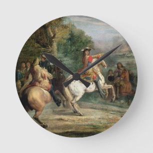 Louis XIV (1638-1715) Overseeing the Siege of a Ci Round Clock