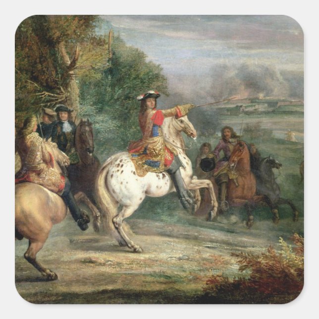 Louis XIV (1638-1715) Overseeing the Siege of a Ci Square Sticker (Front)