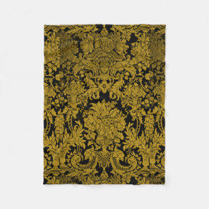 Louis XIV Golden Damask Fleece Blanket