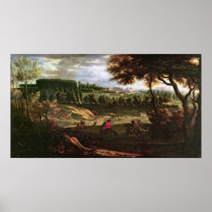 Louis XIV  Hunting at Marly with a View Poster