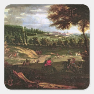 Louis XIV Hunting at Marly with a View Square Sticker