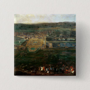 Louis XIV hunting near chateau of Fontainebleau 15 Cm Square Badge