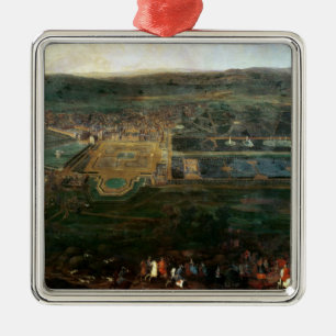 Louis XIV  hunting near chateau of Fontainebleau Metal Ornament