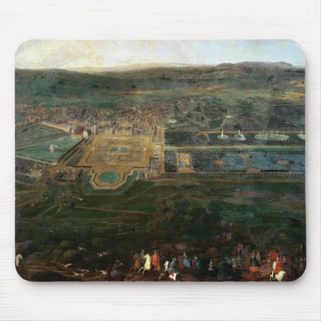 Louis XIV  hunting near chateau of Fontainebleau Mouse Pad (Front)