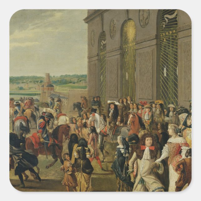 Louis XIV  in Front of the Grotto of Thetis Square Sticker (Front)