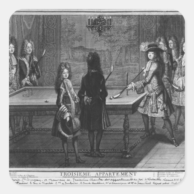 Louis XIV playing billiards with his brother Square Sticker (Front)