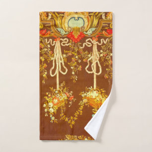 Louis XV Floral Bouquet Print Elegant Bath Towels