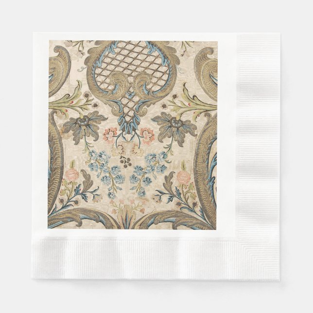 Louis XV Floral Print Coined Luncheon Napkin (Front)