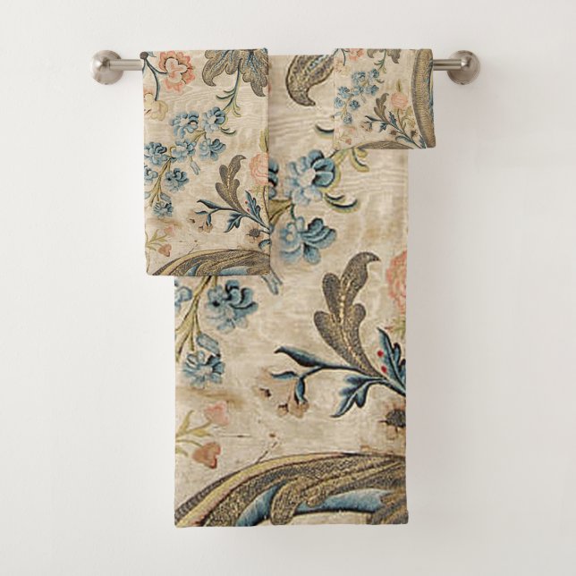 Louis XV Floral Print Elegant Bath Towels (Insitu)