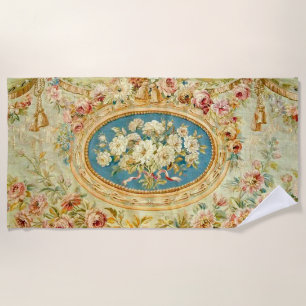 Louis XV Floral Roses Beach Towel