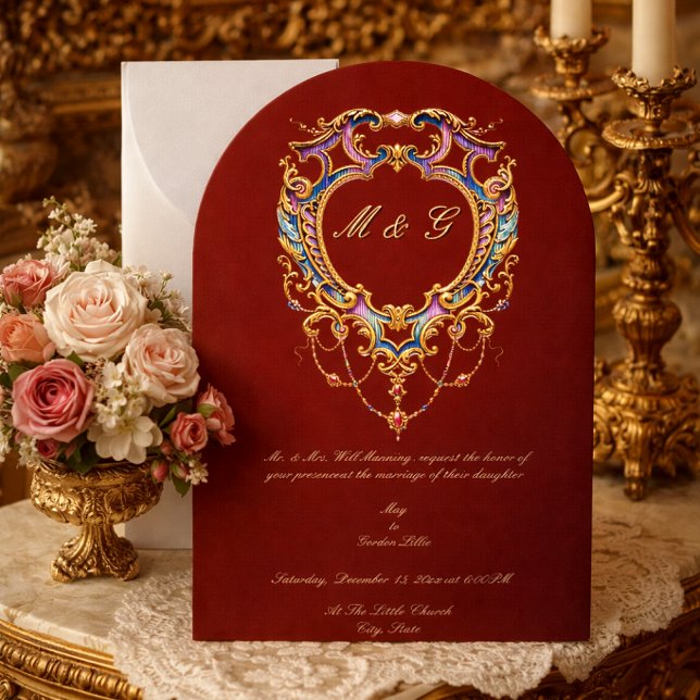 Louis XV Rococo Crest Monogram Photo  Invitation (Creator Uploaded)