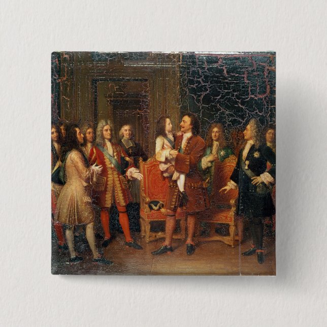 Louis XV  Visiting Peter I 15 Cm Square Badge (Front)