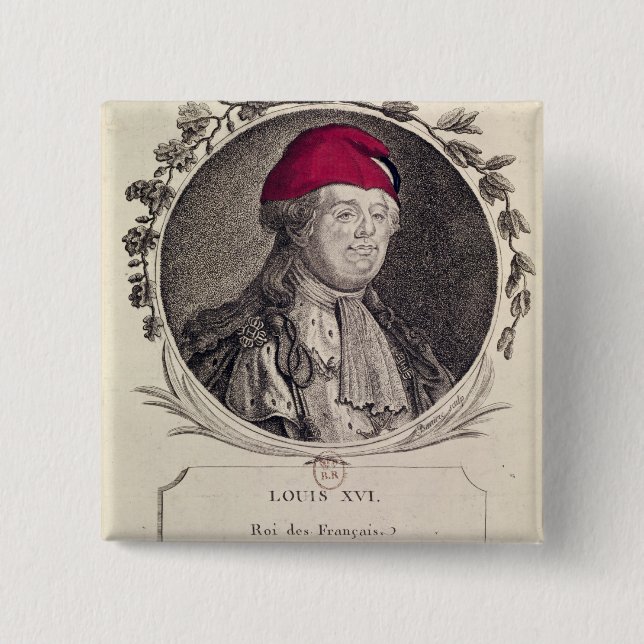 Louis XVI  wearing a phrygian bonnet 15 Cm Square Badge (Front)