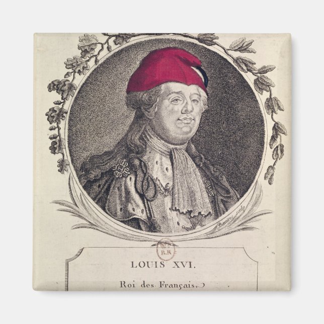 Louis XVI  wearing a phrygian bonnet Magnet (Front)