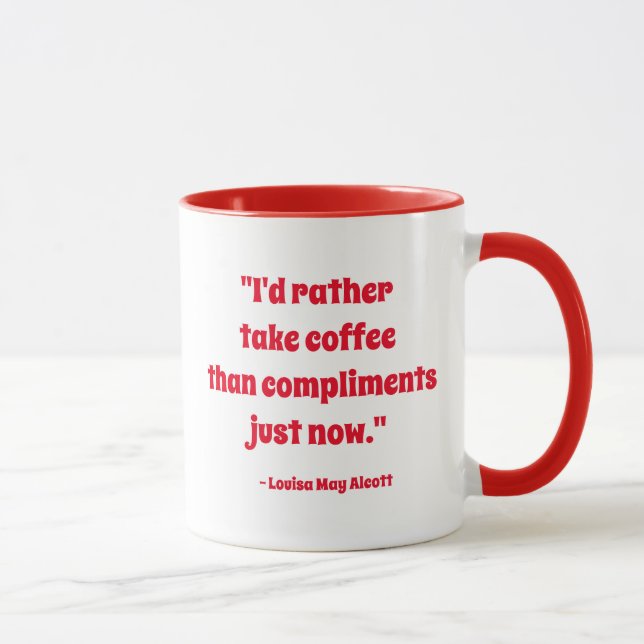 Louisa May Alcott Coffee Quote (Square logo) Mug (Right)