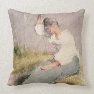 Louise, a Breton Girl (w/c on paper) Cushion