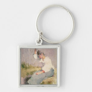 Louise, a Breton Girl (w/c on paper) Key Ring