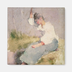 Louise, a Breton Girl (w/c on paper) Magnet