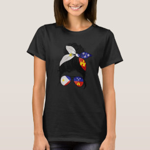 Louisiana Acadiana Flag Messy Bun Womens Louisiana T-Shirt