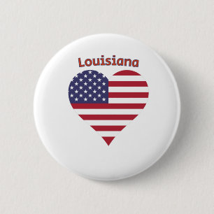 Louisiana American Flag Heart 6 Cm Round Badge