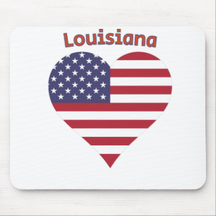 Louisiana American Flag Heart Mouse Pad