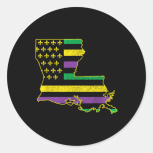 Louisiana American Flag State Map Pride Nola Mardi Classic Round Sticker
