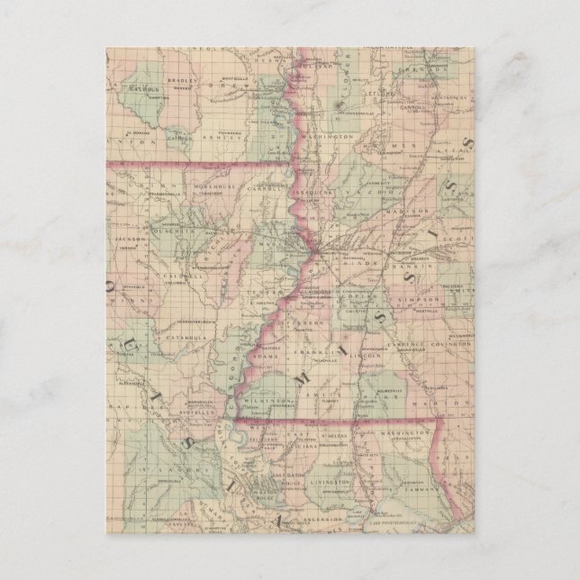 Louisiana and Mississippi Postcard (Front)