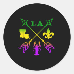 Louisiana Arrow Mardi Gras , Uni-adult, Black, Sma Classic Round Sticker