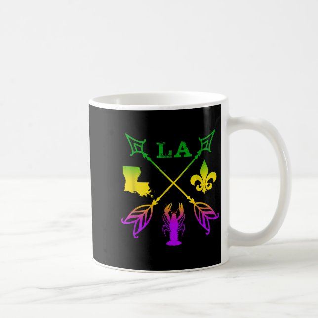 Louisiana Arrow Mardi Gras , Uni-adult, Black, Sma Coffee Mug (Right)