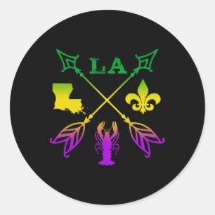 Louisiana Arrow New Orleans Mardi Gras Classic Round Sticker