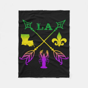 Louisiana Arrow New Orleans Mardi Gras Fleece Blanket